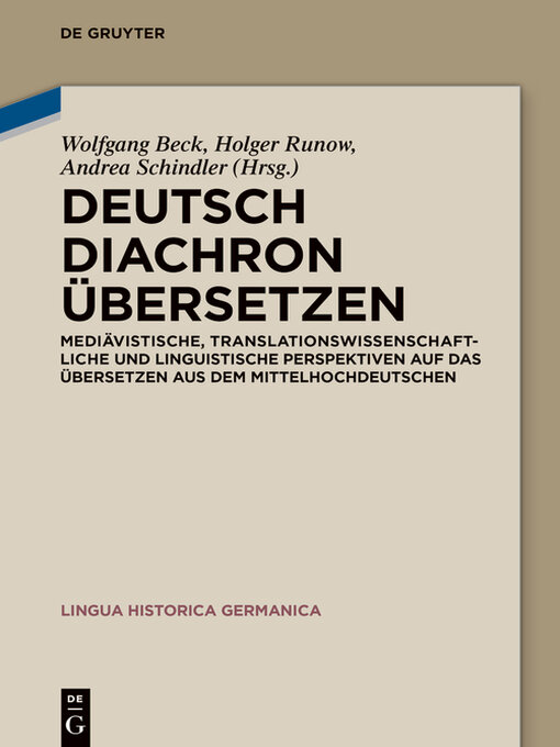 Cover image for Deutsch diachron übersetzen